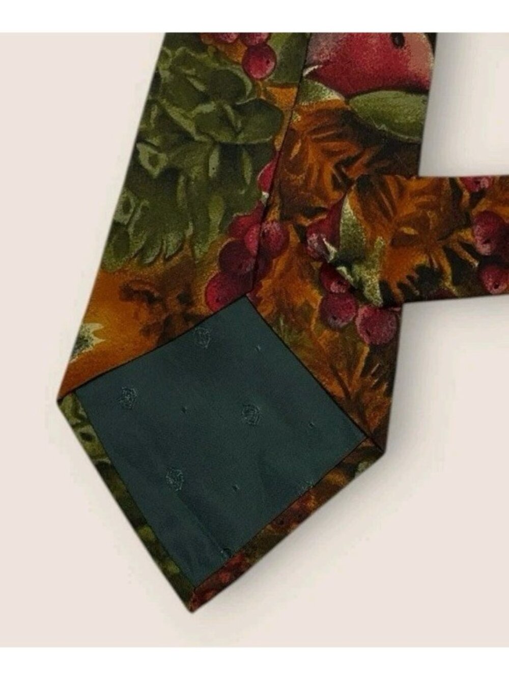 ERMENEGILDO ZEGNA Silk Tie ITALY Brown Green Fruit Leaf W:3.7" EUC - Picture 5 of 6